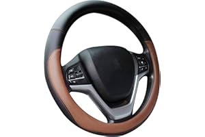 Valleycomfy Pokrowiec na kierownicę samochodu, skóra z mikrofibry, uniwersalny 15 cali (brązowy)