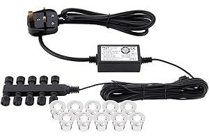 NATIONAL LIGHTING IKON Pack of 10 Daylight White LED 30mm Round Garden Decking/Kitchen Plinth Lights Kit - IP67