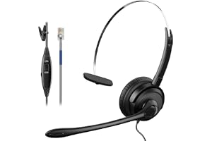 Voistek Cisco Phone Headset for Office IP Phones, Mono RJ9 Telephone Headset with Noise Cancelling Microphone, Mute Button & Volume Control Compatible with Cisco 6800 6900 7800 7900 8800 Series