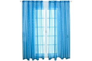 VEEMOON Tende Di Voile Stelle Voile Finestra Stella Finestra Glitter Stelle per Bambini Camera Salon- 100 * 270 Cm ( ) Sheer Tende Stella Led