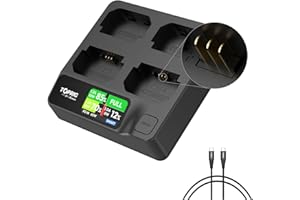 Toprig BC02 NP-FZ100 4-Kanal-Kamera-Akkuladegerät, USB-C PD 60 W Schnellladung, Vollfarb-LCD-Display, Echtzeit-Akkustandsüberwachung, tragbares Design, kompatibel mit Sony NP-FZ100-Akku