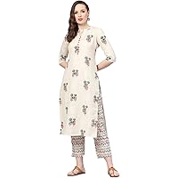 GoSriki Women's Rayon Straight Printed Kurta With Pant Set