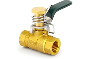 ERGAOBOY 1 pièces 1/4" BSP Femelle X 1/4" BSP Femelle Robinet à boisseau sphérique en laiton avec poignée à ressort vert pour l’application de l’eau, de l’huile et du gaz