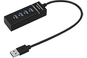 QIANRENYANG Rozdzielacz USB QIANRENON 4-portowy USB 3.0 rozdzielacz huba danych USB 4 w 1 ze wskaźnikiem LED do Windows PC, Mac, Surface Pro, drukarki, 30 cm, czarny