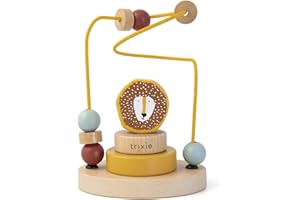 Trixie Wooden Beads Maze - Mr. Lion - Interactive & Educational Wooden Toy for Babies - FSC-Certified Wood, BPA-Free, Durable Activity Center - 6m+, Yellow