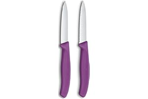 Victorinox Swiss Classic Cuchillo para frutas y verduras, extra afilada, filo recto y dentado, acero inoxidable, Violeta