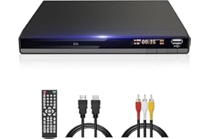 JOVELL Kompakt HD DVD Player Codefree für TV HDMI AV Ausgang mit Kabel Enthalten, 1080P DVD-CD-Player mit USB Eingang, Alle Regionen Frei, Fehler Korrektur, Integriertes PAL NTSC-System
