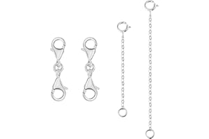 ALEXCRAFT Silver Extender Chain, Sterling Silver Chain Extender for Necklace Bracelet Anklet, S925 Sterling Silver Cable Curb Link Box Chain Extender Thin Chain Extension for Jewellery Making