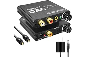 MICROWARE 192KHz Digital to Analog Audio Converter with Bass and Volume Adjustment,Digital SPDIF/Optical/Toslink/Coaxial to Analog Stereo L/R RCA and 3.5mm Jack Converter for PS3 PS4 DVD AppleTV Home Cinema