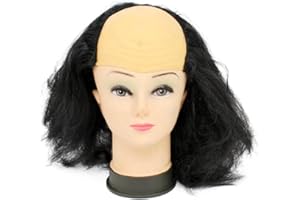XINCHIUK Novelty Scientist Cosplay Old Man Half Bald Head Wig, Black