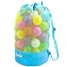 Produktbild FosFun Strandspielzeug Tasche Strandtasche Mesh Beach Bag für Sandspielzeug Wasserspielzeug Rücksack Beutel für Kleinkind Kinder Jungen Mädchen Badetasche für Familie Urlaub (Blau)