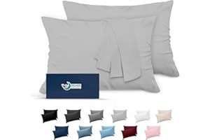 Federe Cuscini Matrimoniale 50x80 (Set 2) Dreamzie in Microfibra OEKO-TEX Certificazione - Federa Cuscino Dolce Grigio