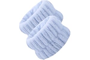 Hailerio Poignet Spa Washband | 2 Bracelets de Spa en Polaire de Corail absorbants - Serviettes de Poignet moelleuses pour Laver Le Visage, élastiques à Cheveux pour Femmes, Filles et Exercice