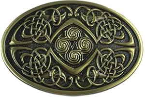LKMY Hebilla de cinturón ovalada con nudo celta, cruz celta irlandesa escocesa americana para hombre y mujer