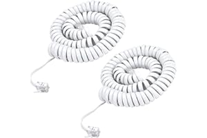 HAWAKA Telefonkabel, RJ9 (4P4C) Telefon Spiralkabel, 4Feet Telefonkabel Kabel für Festnetz-Telefon des Home Office, Verbinder weiß gewickelten Telefonhörer Kabel