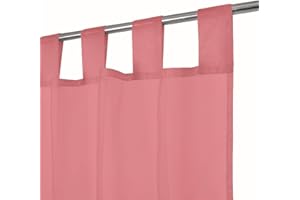 Megachest lucy Woven Voile Tab Top Curtain 2 Panels with ties (28 colors) (coral, 56" wideX81 drop(W142cmXH206cm))