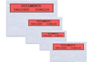 Pochette Porte Document Transparente Adhésive Enclosed Ci-Inclus - Tailles Disponibles A6 A5 A4 DL - Enveloppe Plastique D'Expédition Pour Facture - Bon De Livraison - DL Lot de 100 - Packy
