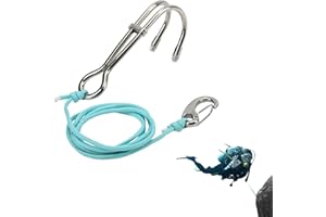 Hominas Buceo Gancho de Deriva de Doble Arrecife de Acero Inoxidable Gancho Doble de Arrecife Subacuático con Línea Luminosa para Accesorios de Buceo en Cuevas