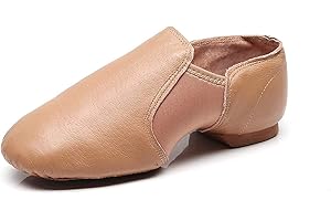 DoGeek Jazz Shoes Hyper Slip on Leather Upper for Adults Jazz Dance Shoes (Choose One Size Bigger)