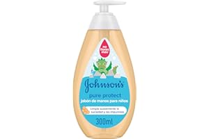 JOHNSON & JOHNSON Johnson's Baby Pure Protect Jabón de manos para niños, jabón natural que limpia la suciedad y las impurezas, para una piel limpia y con aspecto saludable, 1 x 300 ml