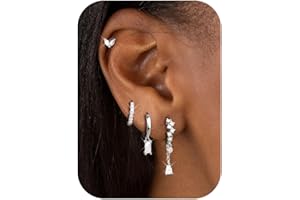 Fioroyal 3-4 pary złotych kolczyków kółek dla kobiet, pozłacane 14-karatowym złotem, hipoalergiczne, stal chirurgiczna, zestawy kolczyków-kółek typu huggie do przekłuwania wielu chrząstek, do helixów