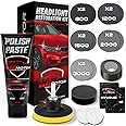 BassMotor Complete Kit for Polishing Dull and Worn Headlights for Car Restoration - Set for Cleaning and Sanding for ITV and Improved Visibility and Safety, Carbon Alumina