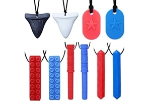 GNAWRISHING Chew Necklaces for Sensory Kids 10 Pcs Sensory Chewy Toys for Autism Girls and Boys, ADHD Toddler, Adult