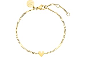 Purelei® Tiny Heart Armband – Filigranes Armband mit Herz-Anhänger | Edelstahl 18K vergoldet, Silber, Roségold | Verstellbare Länge