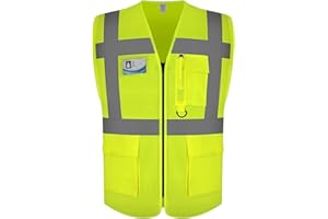 Graunton Gilet ad alta visibilità, gilet ad alta visibilità con cerniera. Gilet di sicurezza ad alta visibilità con tasche.