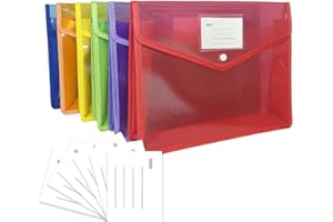 CRESZZLE Ensemble de 6 chemises et pochette document plastique A4 : Extensibles, imperméables, transparentes. Idéales pour organisation, poche étiquette. Parfaites pour documents, classeurs, bureau.