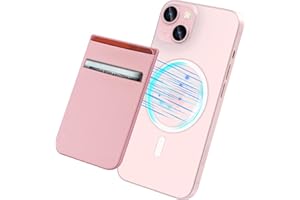imluckies Portefeuille Magnétique pour iPhone MagSafe Wallet, Double Poche en Tissu Extensible, Porte-Cartes de Crédit et Identité, pour iPhone 16 15 14 Pro Max Plus / 13 12 Série, Rose