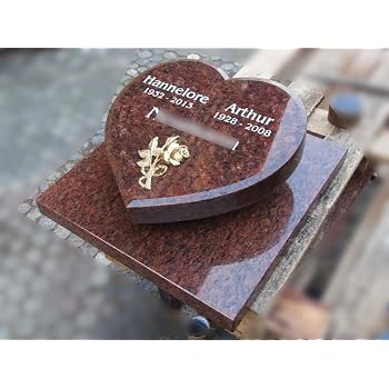 Granit Grabstein Grabplatte Grabmal Herzform - inkl. Gravur - 30x20x3 cm - hg65 kaufen bei