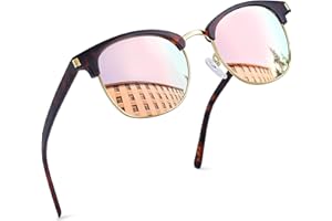 Joopin Polarizadas Gafas de Sol Hombre y Mujer Medio Marco Clásicas y Cuadradas Protección UV400 Semi-Rimless Estilo Retro Vintage para Conducción Ciclismo Pesca Golf