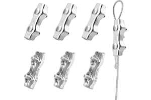 SWTYExt M6 Wire Rope Clamp 6pcs Duplex Clamp 304 Stainless Steel Heavy Duty Wire Rope Clips 6mm Clips Clamps for Make Coils Fence Connectors Hanging Wire Clothesline Tensioner Awning Fixed
