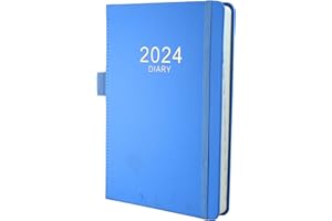 EARNING POWER 2024 Diary,Diary 2024 A5 Day Per Page from Jan 2024 to Dec 2024, Productivity A5 Daily Planner with Monthly Tabs, Pen Loop and Inner Pocket, 21×14.5cm (Blue)