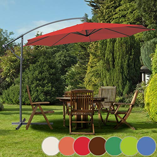 Preisvergleich Produktbild MIADOMODO Sonnenschirm rote Garten Durchmesser 3,5 m