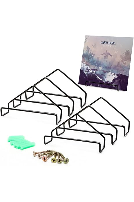 MIUUIPI Scaffale per Dischi Vinile, 6 Pezzi Supporto da Parete per Mensola In Vinile, Porta CD da Parete er Soggiorno,Ufficio,Sala Giochi e Studio