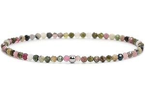 Echtes Gemischter Turmalin Edelstein Armband mit facettierten 3mm Perlen - verschiedene Längen - Heilstein Schutzstein Edelsteinarmband Glücksbringer Talisman Geschenk (Gem. Turm., 16CM)