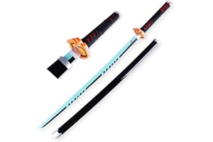 LIUD 41 Inch Tanjiro Sword Demon Slayer Sword Wooden Katana Sword Prop Japanese Katana Handmade Abs Sword Sheath Prop Knife For Anime Lovers Demon Slayer Cosplay Halloween Props