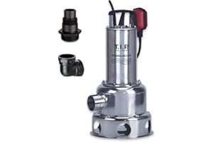 T.I.P. Schmutzwasser Tauchpumpe - Baupumpe Edelstahl (30.000 l/h Fördermenge, 13m Förderhöhe, 1,3bar Druck, 1.800W, 45mm Korngröße, Waschlauge, heißes Wasser bis 95°C) Extrema 500/13 IX, 30171