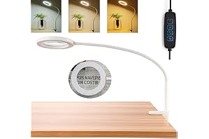 LTDOOIT Led Magnifying Lamp with Light for Crafts, 2 in 1 Hands Free 3X Magnifying Glass with Clamp for Hobbies Reading Close Work, Optical Glass Lens Magnifier Lamp with USB, Flexible Adjustable Metal Arm