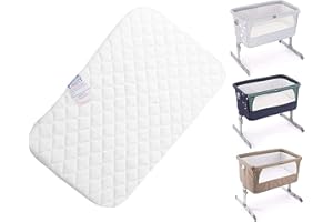 Brillars® Baby Crib Mattress Fits/Compatible to Next to Me Cot Bed Replacement - Bedside Travel Cot Toddler Infant Bed Foam Mattress - Hypoallergenic & Removable Quilt Cover (83 x 50 x 5cm)