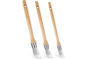 VMINOG Lot de 3 Pinceaux Rond Professionnnels Pinceaux Peinture Mur Brosse Ronde en Bois Poils Fibres Synthétiques, Pinceau Pouce à Rechampir pour Émaux,Teinture, Apprêts, Vernis (15mm, 18mm, 21mm)