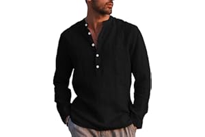 LVCBL - Camicia da uomo a maniche lunghe, estiva, per il tempo libero, in lino, vestibilità normale