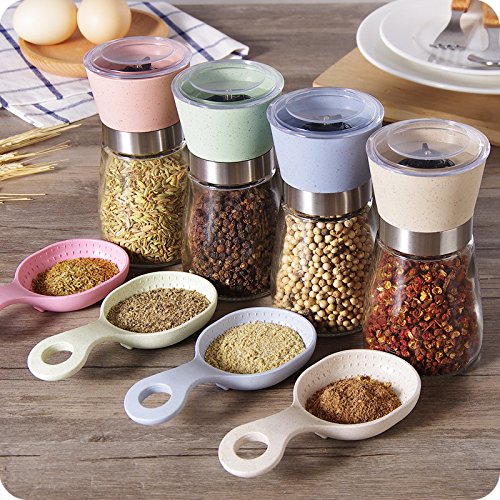 Premium Salzmühle von Zhenhui (pink) -Die perfekte Gewürzmühle,Pfeffermühle und ist auch geeignet für getrocknete Kräuter wie Chili, Nelken, Salbei, Thymian, Schnittlauch.Einstellbares Keramik-Mahlwerk und vier Farben zur Auswahl. (pink) - 5