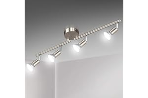 Unicozin LED Ceiling Light Rotatable, 4 Way LED Ceiling Spotlight, Matt Nickel & Swivelling Design, Including 4 X 4W GU10 LED Bulbs (450LM, Cool White 6000K),for Kitchen, Living Room, Bedroom