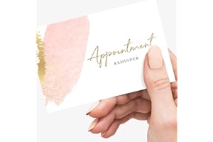 PREMIO CARDS Appointment Cards for Business, Hair Salon Appointment Cards, Beauty Appointment Reminder, Massage Stylist Nail Dental, Pink & Gold, 85 x 55mm (100 Pack)