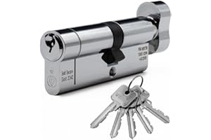 SHIELD HARDWARE Euro Cylinder Door Lock Thumb Turn Chrome - BSI TS007 Sold Secure Gold Anti-Snap - Includes 5 Keys 35T/35