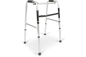 Dunimed Telaio leggero con cerniere – Deambulatore pieghevole senza ruote – Facilmente pieghevole e regolabile in altezza – Deambulazione – Sottile, stabile, pieghevole e 4 piedini in gomma