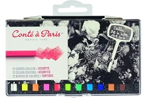 Conté à Paris - Set de 12 carrés multicolor, caja de plástico